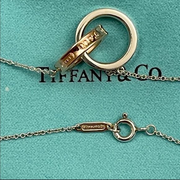 ❤️SOLD❤️✨HP✨TIFFANY & Co 925 SS & Rubedo Metal 1837 Circles Necklace 16” - Picture 6 of 12